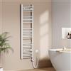 EMKE Scaldasalviette Elettrico per Bagno 140 x 40 cm, Radiatore Curvato con WIFI Termostato, Scaldasalviette Elettrico, Supporto Porta-Asciugamani, Bianco, 500 Watt