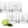 GRAVURZEILE Set di 4 bicchieri da gin Montana - dopo di me il GINflut & La sera può iniziare - Divertente regalo di compleanno - Set per feste - Proverbi del GIN - Regalo per partner e amico