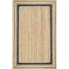 THE PIKKU INTERNATIONAL - Tappeto in iuta Biege & linea nera, intrecciato a mano, rettangolare, tappeto effetto rustico (70 x 120 cm)