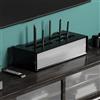 YLLSMGS Armadio Router Porta Modem da Parete in Legno con Anta Scorrevole in Acrilico Pannello Cavo per Casa Soggiorno(Black,45.3x23x13.4cm/18x9x5in)