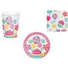 CUSTOM PRINT SHOPPING CANDY CARAMELLE Coordinato ADDOBBI TAVOLA Festa A TEMA CANDY CARAMELLE PER 32 BAMBINI KIT(32 PIATTI,32 BICCHIERI,32 TOVAGLIOLI)