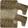 SaRani Tappeti Bagno Morbido Soffice Asciugapasso per Doccia Bidet Water Fiori Antiscivolo Gomma (Beige, Tris)