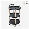 Produce Shop Carrello portavivande rotondo 3 ripiani design nordico ruote Biky Plus - Nero