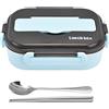 Jenngaoo 1000ml Scaldavivande in Acciaio Inossidabile, 2 Scomparti Lunch Box Termico con Bacchette & Cucchiaio, Contenitori per Alimenti Portatili per Bambini Studenti Adulti (Blu)