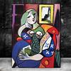 LLNN Donna con libro di Picasso Quadri su tela sul muro Poster e stampe Surrealismo Quadri su tela 60x100cm(24x39in) Con cornice