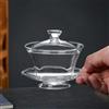 HGYEDA Set da tè da Viaggio in Vetro Resistente al Calore Gaiwan da 200 ml, Coperchio Trasparente, piattino, Tazza da tè Grande, zuppiera