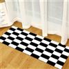 Generico Tappeto Passatoia Corridoio 40 x 120 cm Bianco e Nero a Scacchi, Tappeto Antiscivolo Stampato Minimalismo - Lavabile per Ingresso Cucina Soggiorno Bagno Lavanderia