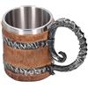 Agatige Boccale di birra Agatige Viking, tazza da bere in botte di legno da 550 ml, tazza da caffè retrò medievale, tazza da tè, regalo di birra per gli uomini