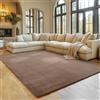 SIMPEX Tappeto Marrone 140x200 cm Tappeto a Pelo Corto Lavabile, Antiscivolo e Morbido, Design Monocromatico Moderno per Soggiorno, Camera da Letto, Cucina e Cameretta