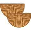 Astra Zerbino moderno per porta d'ingresso - Tappetino in cocco Set di 2 60x90cm a semicerchio naturale - Tappetino antisdrucciolo robusto - Zerbino interno