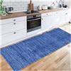 Siunwdiy Tappeto del corridoio 2.5 Metri,Blu Microfibra Tappeti Runner, Moderna Antiscivolo Lavabile Tappeto Passatoia for Corridoio per Bagno Salotto Scendiletto Cucina Camera da Letto,60X250CM