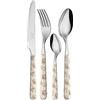 NEVA POSATERIA NEVA | BISTROT Roses Retro Collection, Set 24 Posate, Set Posate in Acciaio Inox, Lavaggio in Lavastoviglie, Decorazione Indelebile, Tortora