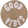 INTRECCI Tappeto Rotondo 60 cm in Spugna Good Vibes Beige, Tappetino Tondo Multiuso in Cotone Pelo Corto Bagno Materassino Scendidoccia Camera Soggiorno