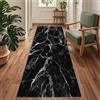 Siunwdiy Tappeto Corridoio Antiscivolo 2 Metri Nero Tappeto Cucina Passatoia Lavabile Durevole Tappeti Runner Lungo Tappeto per Cucina,Camera,Soggiorno Motivo del marmo ，60x200cm