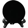 F Fityle Disco di ossidiana nera Specchio Feng Shui per disco da scrivania con supporto Specchio da tasca in ossidiana per Yoga Decorazione della, 12 cm