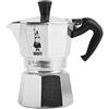 BIALETTI Moka Caffettiera con Fascia, Alluminio, Argento, 2 Tazze, Silver/Black, One Size