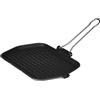 VIRSUS Bistecchiera Rettangolare in Ghisa 205, Misura 23x36 cm, colore Nero, Ghisa Smaltata per Piastra Induzione, Manico Pieghevole, Grill Antiaderente per Carne, Pesce e Verdure