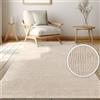 Paco Home Tappeto Soggiorno a pelo corto, design astratto 3D geometrico, arcobaleno e quadri, tinta unita, lucido, Colore:Beige - Geometrico, Dimensione:80x150 cm