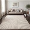 Paco Home Tappeto da soggiorno moderno a pelo corto stile scandinavo Japandi Panglao Monocolore Effetto alto-basso Motivo astratto Effetto 3D Vello morbido Crema, Dimensione:120x160 cm