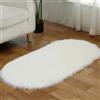 Tomifine Tappeto Ovale in Finta Pecora, Morbido e Soffice, Antiscivolo, Resistente alle Macchie, 60 x 90 cm, Bianco