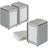 Paluplus 3 Portatovaglioli da Bar a Molla SILVER, misura 10x9x13 cm, Dispenser in Acciaio Inox per Tovaglioli 17x17cm, Distributore da tavolo di Fazzoletti Salviette Piccole per Gelateria, Bar -0057