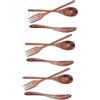 Kukyller 3 Pezzi Utensili in Legno per Mangiare Set di Posate Cucchiaio Forchetta Coltello, Set di Posate in Legno Riutilizzabili per Mangiare Posate Stoviglie Include Coltello