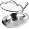 STONELINE PURE Padella in acciaio inox 28 cm, padella con coperchio, padella in acciaio inox senza rivestimento, lavabile in lavastoviglie, adatta al forno, adatta a tutti i tipi di fornelli e all'ind