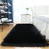 Tomifine Faux Tappeto di Pelle di Pecora, Lana Agnello Imitazione Tappeti Pelliccia Sintetica Decorativa, Adatto per Tappeto per Soggiorno, Tappetino per il Letto (60 x 160 cm,Nero)