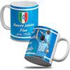 quickgadget Tazza per tifoso Napoli Personalizzata Padre e Figlio Figlia in Ceramica - Regalo Tifoso Azzurro con Nome e Numero - Idea Regalo Festa del Papà, Compleanno, Natale