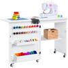 Best Choice Products - Tavolo da cucito pieghevole multiuso e scrivania laterale con ruote, ripiani, bidoni, picchetti