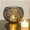 GLOBALHUT Set di portacandele decorativi per la casa, in ferro cavo metallico, per un'atmosfera calda e invitante (nero)