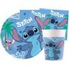 Isola Party Kit festa di compleanno Lilo & Stitch per 24 persone eco-friendly (24 piatti di carta ⌀ 23 cm, 24 bicchieri di carta 266 ml, 40 tovaglioli di carta 33x33 cm)