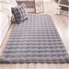 GIBZ Tappeto da Area Rettangolare Faux Pelliccia Morbido Tappeti a Bolle Caldo Solido per Interni Camera da Letto e Salotto Grigio 60x160cm