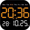 Homefurnishmall Moderno orologio da parete a LED con calendario, termometro e fasi lunari, dimmer a 10 livelli, telecomando, doppia alimentazione, sveglia digitale quadrata per casa e ufficio (arancione-rosso)