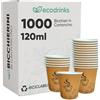 ecodrinks 1000 Bicchieri di Carta da 120ml, Colore Avana e Grafica Caffè - Rivestimento Interno Impermeabile, Perfetti per Bevande Calde - Biodegradabile, Look Professionale - Per Bar, Ufficio, Eventi