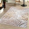 Mazovia Tappeto Salotto Moderno Pelo Corto - Tappeti Soggiorno Turchi Originali - Tappeti Camera da Letto - Tappeti Salotto Grandi Dimensioni - Motivo Piuma di palma - Beige Crema e Oro 140x200 cm