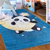 Mazovia Tappeto Salotto - Tapeto Stampato Pelo Corto - Morbido Tappeto Camera da Letto - Antiscivolo Tapeto EMMA - Tappeto Bambini Motivo Panda Luna Stella Animali - Blu 160x230cm
