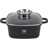 KARL HAUSMANN Pentola Antiaderenti 24 cm 4,4L con Coperchio - Quadrata Casseruola Induzione Antiaderente GREBLON C3, Tegame in Alluminio Pressofuso per Carne e Brasati, Forno, Manici Silicone