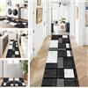 ZUZEKU Tappeto per corridoio, cucina, lavabile, antiscivolo, 40 x 300 cm, tappeto lungo per corridoio, soggiorno, camera da letto, venduto al metro, personalizzabile, colore nero e bianco e grigio