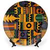 VFKLT Piatto da pranzo in ceramica con motivo etnico africano stampato Piatti decorativi in porcellana Bone China con espositore Ornamenti in ceramica artistica per decorazione da appendere alla