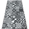 LaVelahome Tappeto in Vinile Proteggi Pavimento Moderno da cucina living (100_x_180_cm, Marmette Bianco Nero)