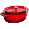 GRAND FEU - Pentola in Ghisa con Coperchio, Forno Olandese, Casseruola per Barbecue e Forno, Temperatura Stabile Fino a 4 ore, Temperature Fino a 450°, Diametro 40 cm, Capacità 5,6 Litri, Colore Rosso