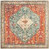 VARIKASHOM Tappeto Quadrato,Motivo orientale floreale rosso arancione verde acqua, multicolore, 110 x 110 cm,Tappeti Soggiorno Indoor Outdoor Sala Cucina Salotto camera da letto