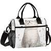 Caihoyu Borse per il pranzo per ragazze a tenuta stagna borsa da cucina con tracolla M Cartoon British Shorthair Cats bianco