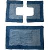 HOME ZEN HOUSEHOLD LINEN Set di tappeti da bagno AMBRE, 3 pezzi, 100% cotone idrofilo superassorbente, 1 tappetino 47x78 cm + 2 tappetini 47x38 cm scendi bidet e scendi water (AZZURRO)