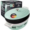 STONELINE Casseruola Induzione con Coperchio 32 cm, 6,6 L, Pentola Antiaderente Rivestimento con Vere Particelle di Pietra, Rostiera Cocotte per Tutti i Tipi di Piani Cottura e Forno, Colore: Menta
