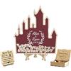 MYZQIFF Lettera personalizzata di testo personalizzato castello Wedding Guest Book con 30-100pcs Cuori di Legno, Legno Wedding Guestbook Segno, Anniversario Wedding segno nel libro per Cerimonia (style 2)