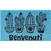 Baroni Home Zerbino Ingresso Casa in Fibra di Cocco Dipinto a Mano, Tappeto da Esterno con Fondo Antiscivolo, Zerbino con Cactus Resistente e Facile da Pulire, 60x38 cm, Azzurro
