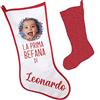 Gattablu Calza La prima befana, personalizzata con foto e nome di bimbo o bimba! Idea regalo personalizzabile per Epifania! Retro rosso!