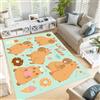 JEDTAKCT Tappeto Camera Bambini, Tappeto Gioco Effetto Capibara Dei Cartoni Animati Motivo Adorabile Animale, Morbido Facile Cura Moderno Minimalista Verde Salvia, Dimensione:60X90Cm